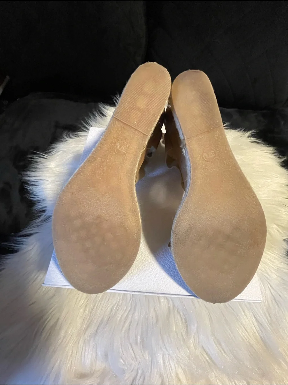 Fendi Beige Patent & Elastic Wedge Sandals Made in Italy 🇮🇹 Size 37.5